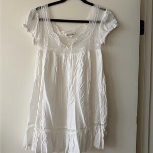 Frankie's Bikinis White Lace-Trim Mini Dress
